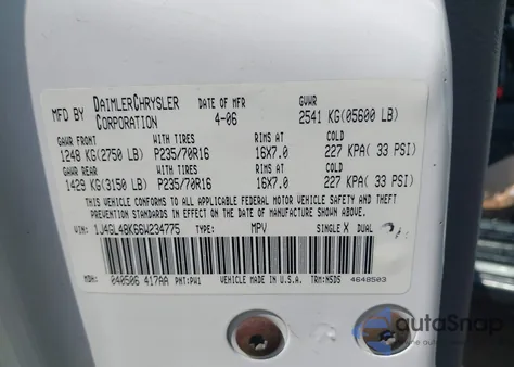 2006 Jeep Liberty Sport из США, поврежденный, VIN 1J4GL48K66W234775